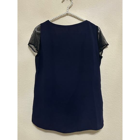Eileen Fisher Size Petite Small Silk Blouse Blue Lightweight Quiet Luxury Top - Picture 9 of 11